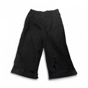 Zapelle Women’s Black Cropped Dress Pants Size 2X (20W) Wide Leg Cuffed Hem